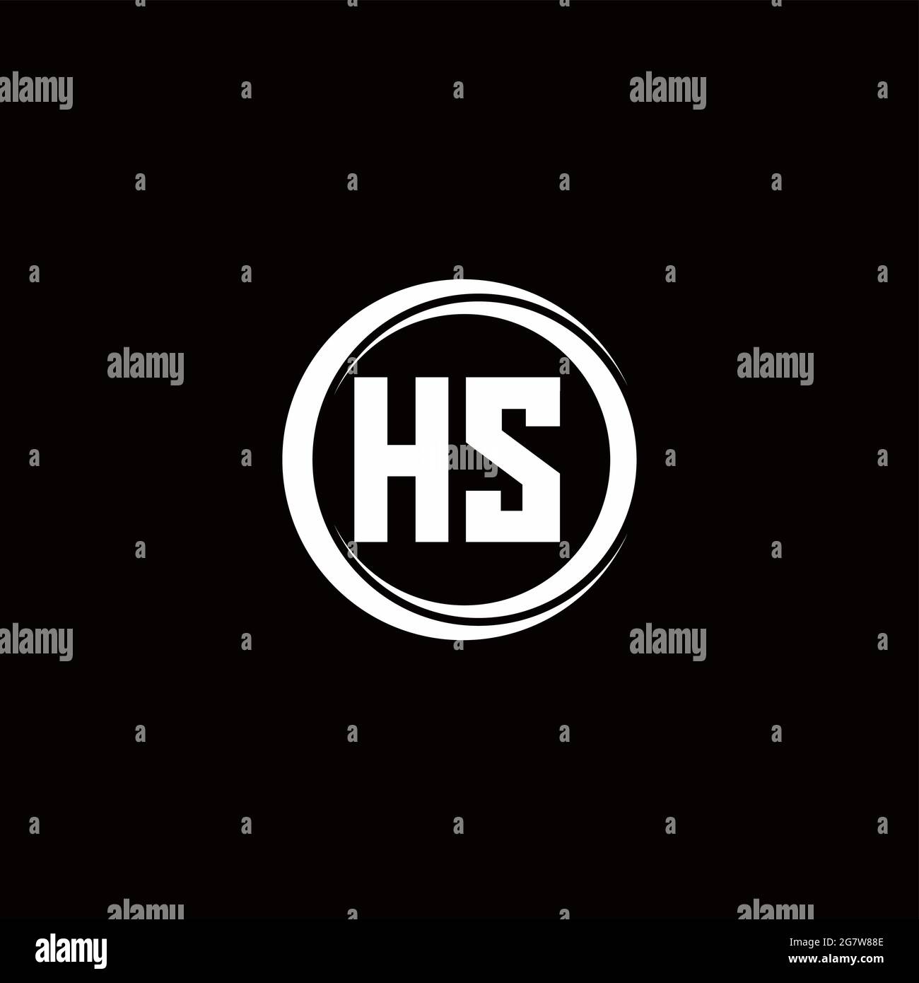 HS logo initial letter monogram with circle slice rounded design template isolated in black background Stock Vector