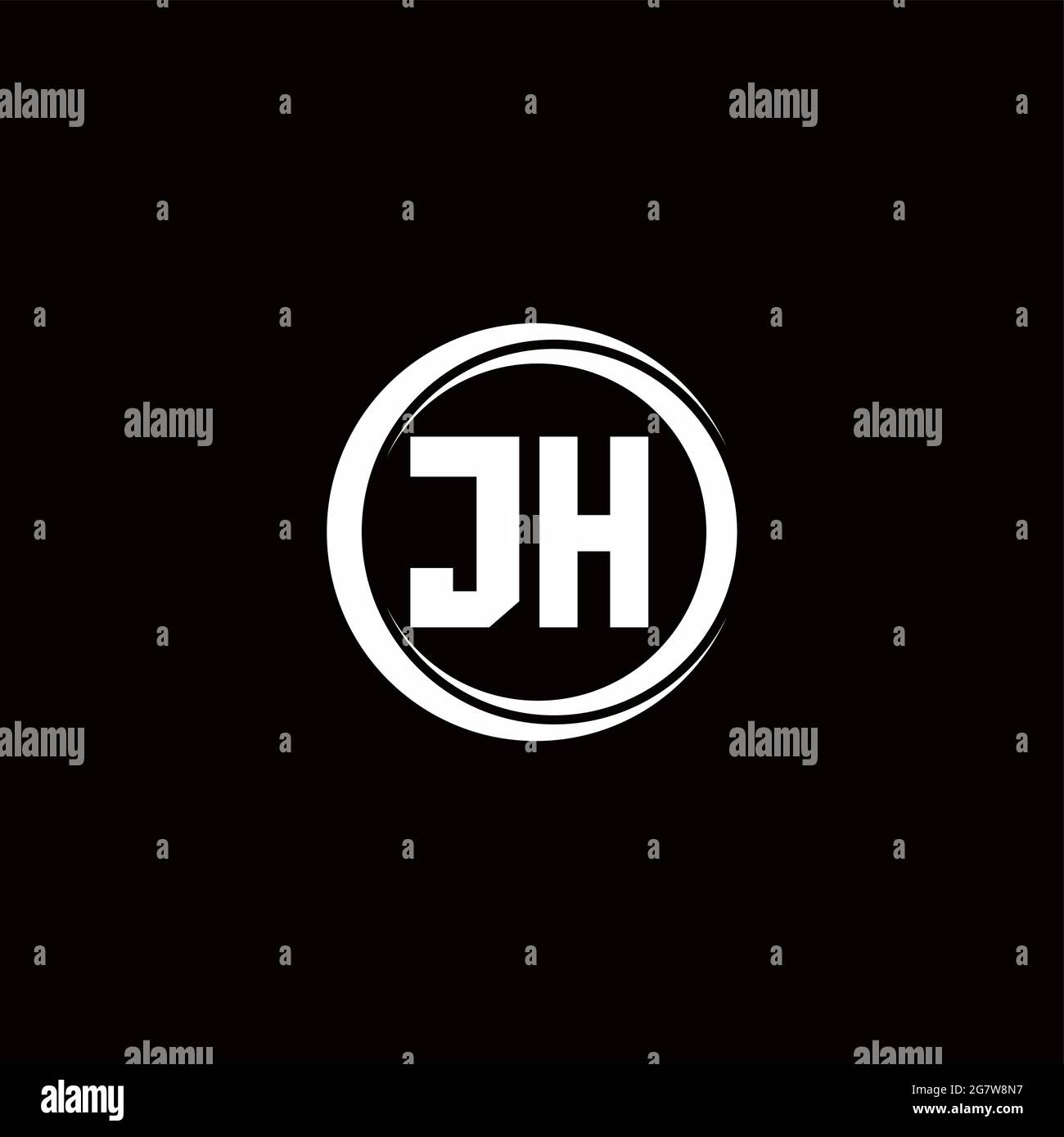 JH logo initial letter monogram with circle slice rounded design