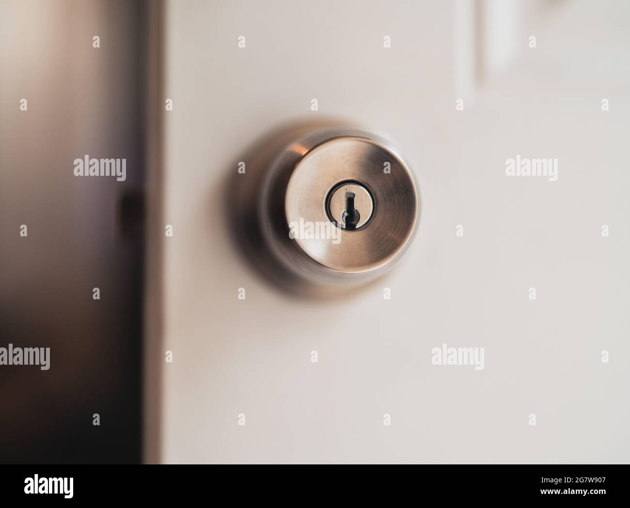 Closeup shot of a modern metal door lock Stock Photo - Alamy