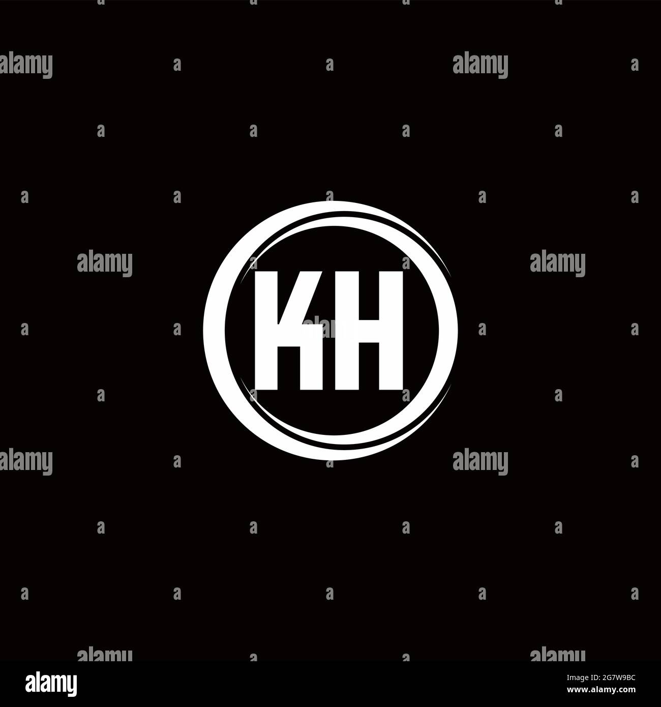 KH logo initial letter monogram with circle slice rounded design ...