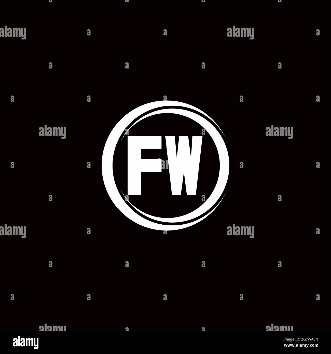 FW logo initial letter monogram with circle slice rounded design ...
