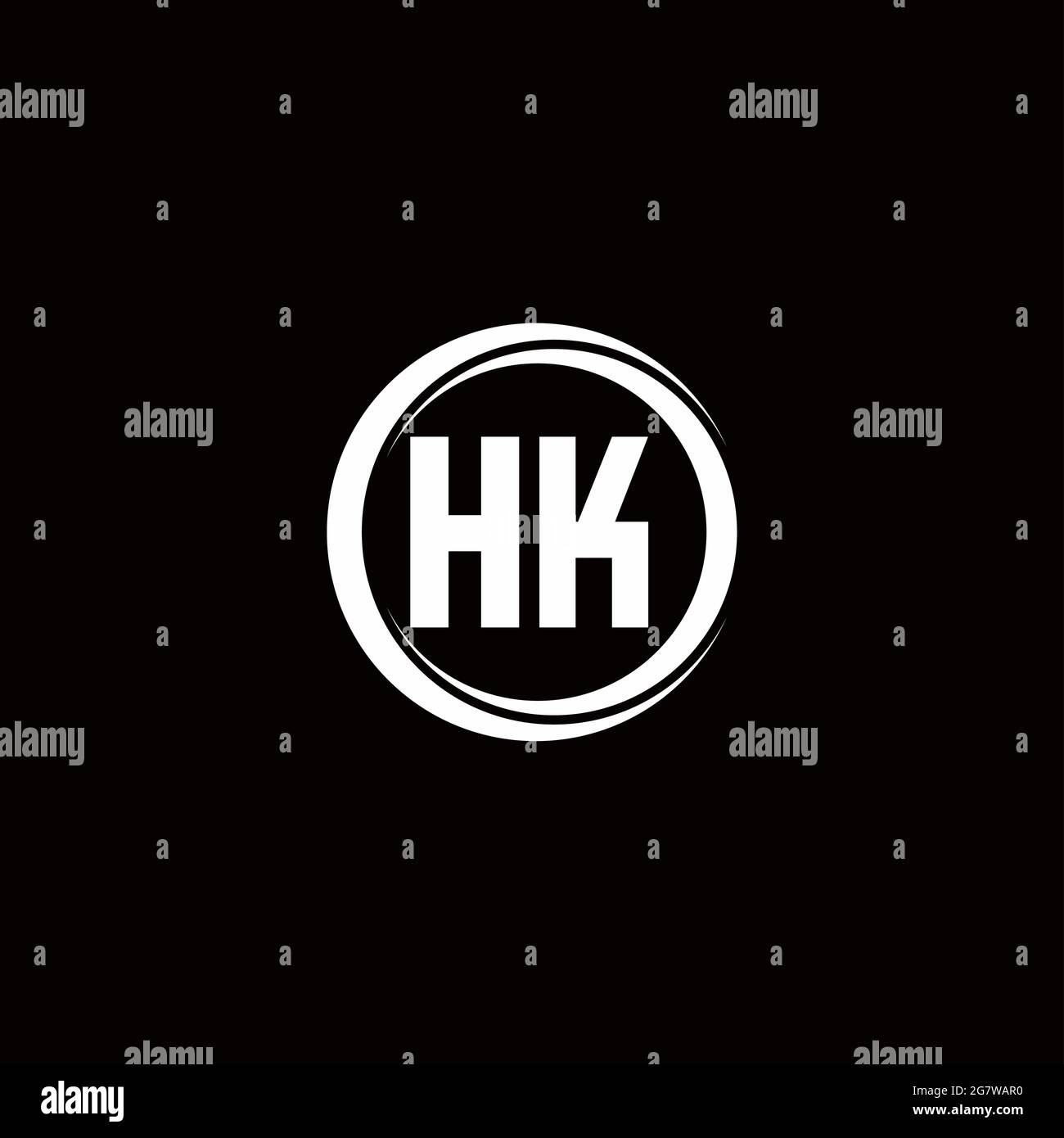 HK logo initial letter monogram with circle slice rounded design ...