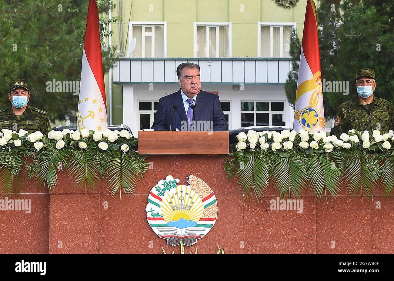 Khatlon Region Tajikistan 16th July 21 Tajikistan S President Emomali Rahmon C Visits Stations Of Tajikistan S Border Troops Near The Border With Afghanistan Credit Nakib Murodzoda Tajikistan Presidential Press Office Tass Alamy Live News