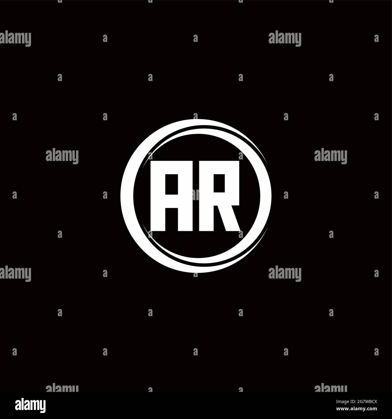 AR logo initial letter monogram with circle slice rounded design ...