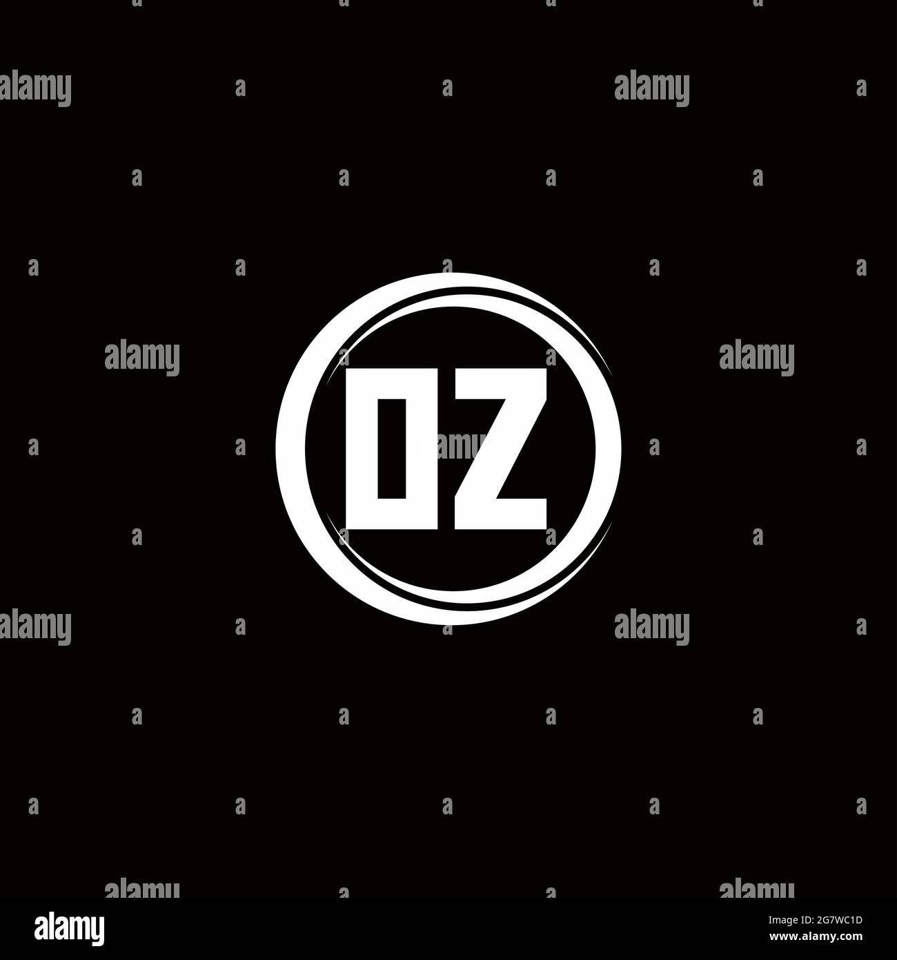 OZ logo initial letter monogram with circle slice rounded design template isolated in black background Stock Vector