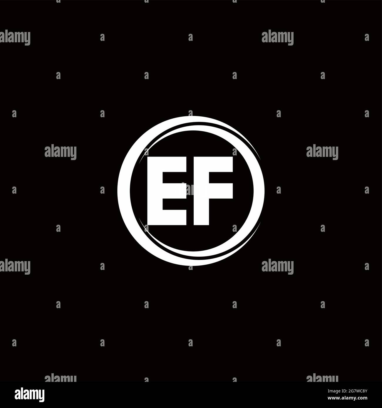 EF logo initial letter monogram with circle slice rounded design ...