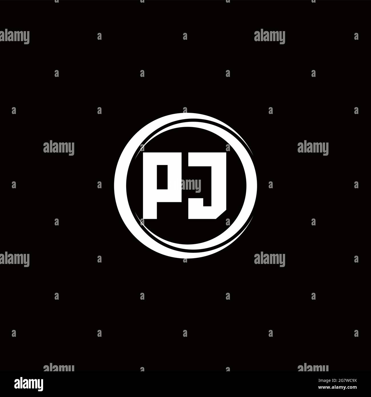 Pj Sign Design PJ logo initial letter monogram with circle slice rounded design ...
