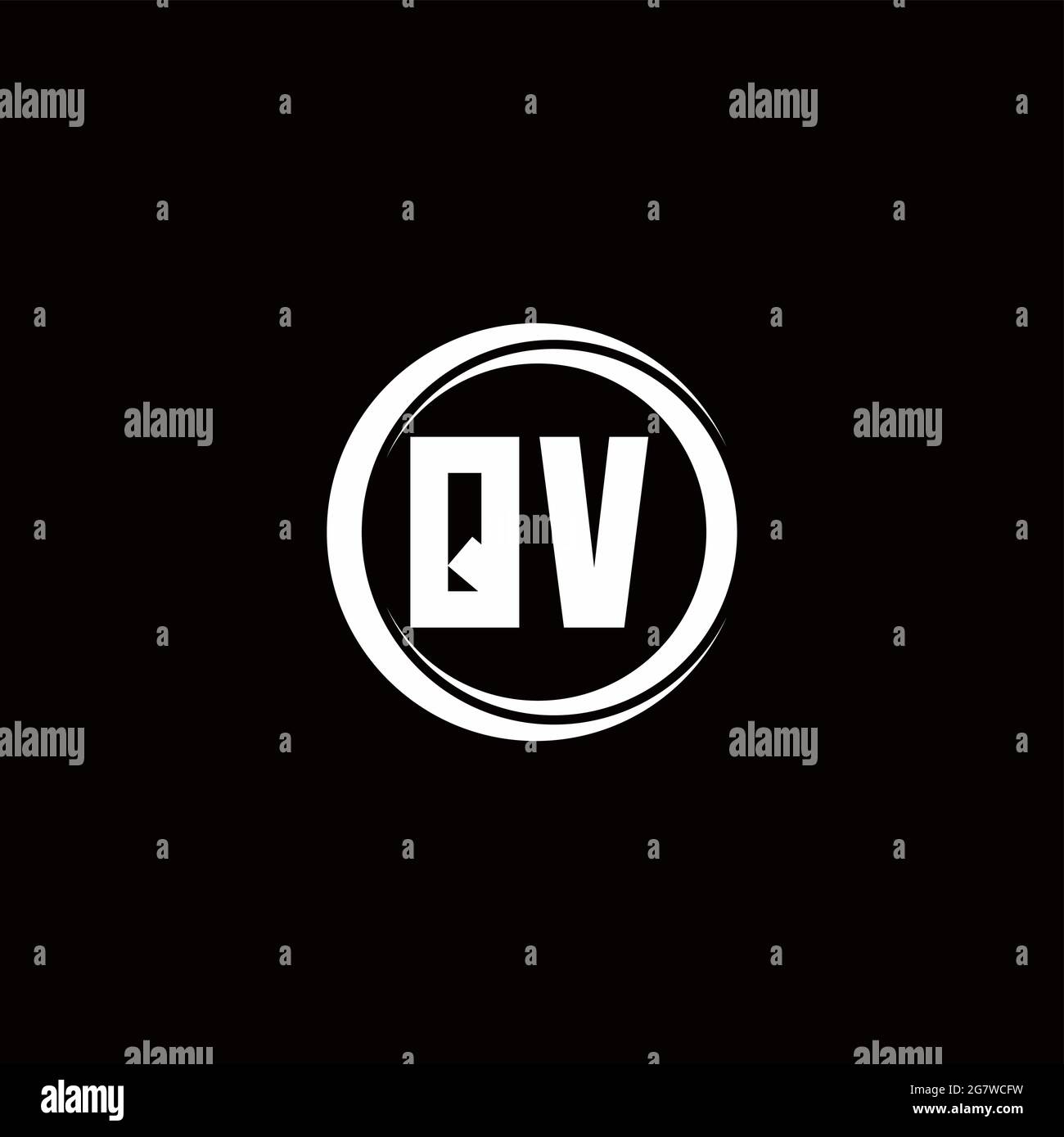 QV logo initial letter monogram with circle slice rounded design ...