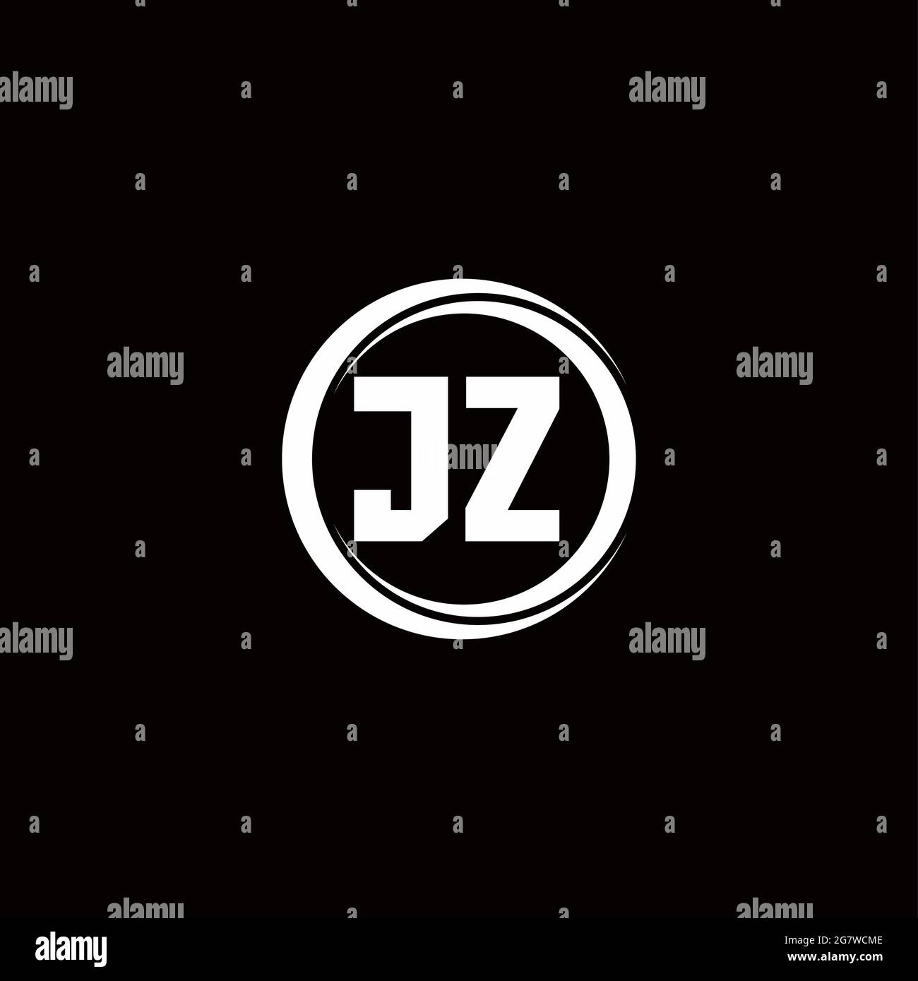 JZ logo initial letter monogram with circle slice rounded design ...