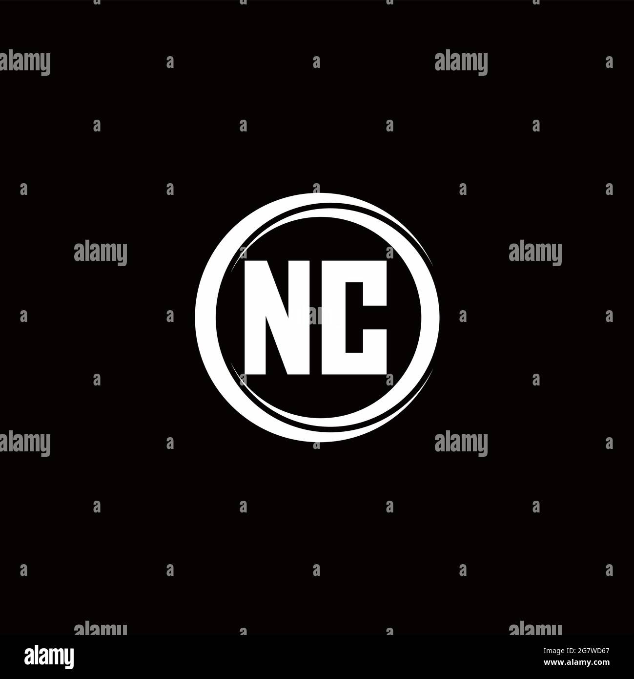 NC logo initial letter monogram with circle slice rounded design ...