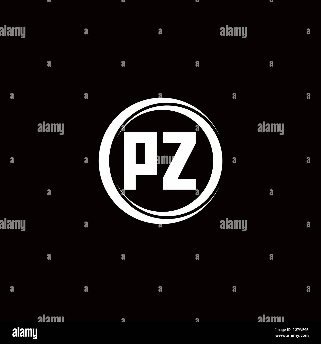 PZ logo initial letter monogram with circle slice rounded design ...