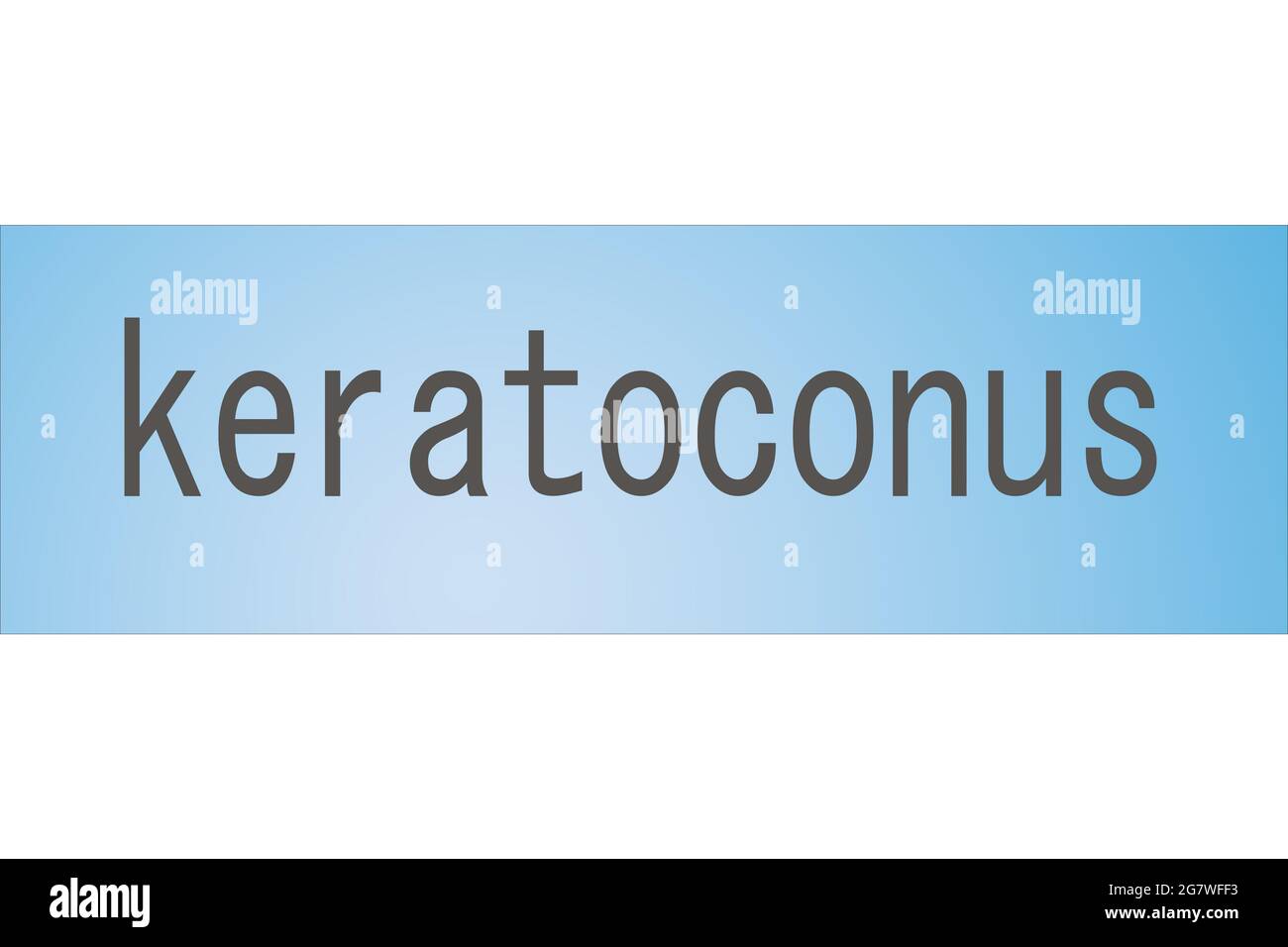 keratoconus lettering word, diagnosis of corneal dystrophy illustration. Stock Photo