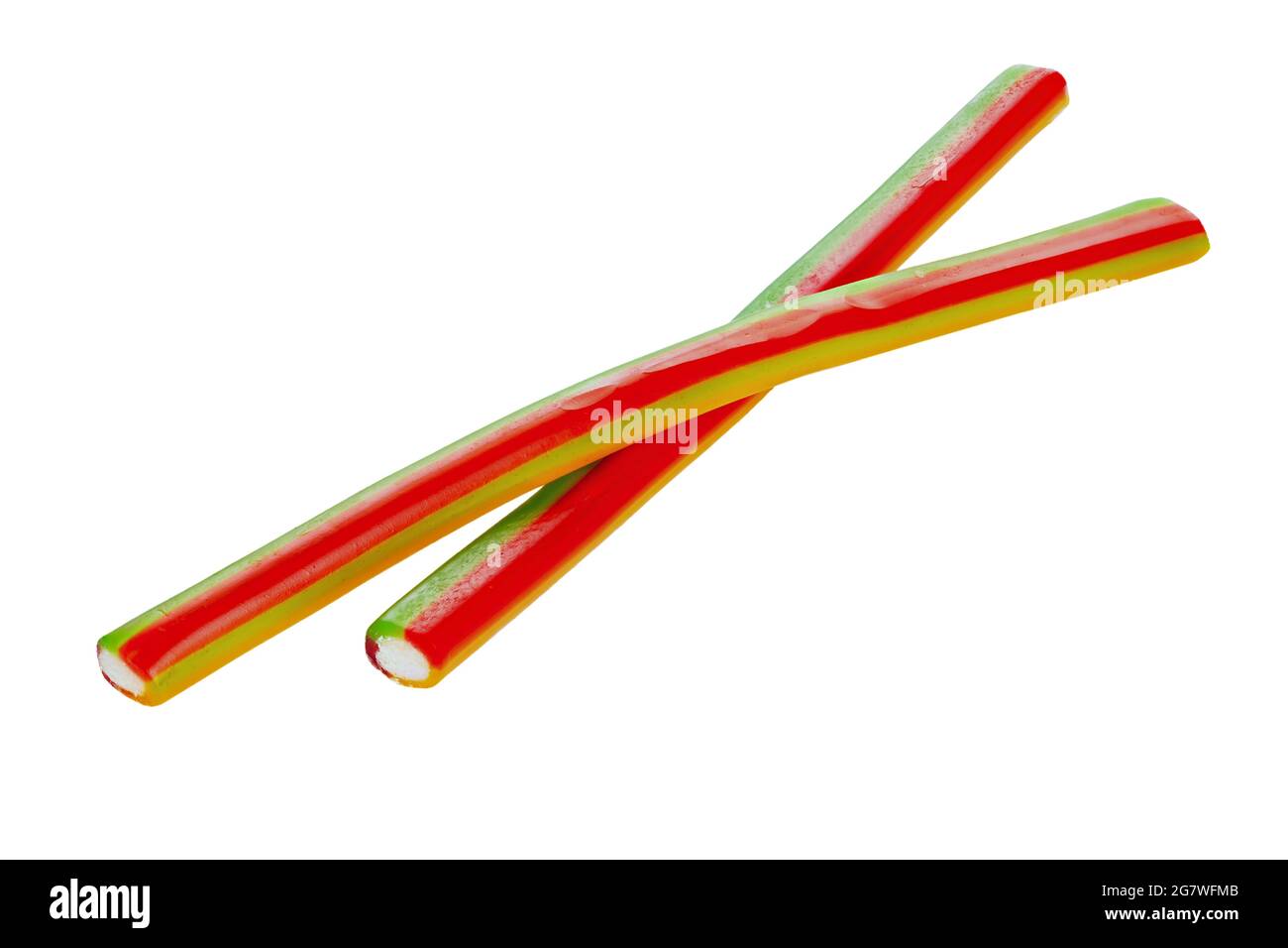 Licorice Candy. Sweet gummy sticks with different flavor, isolated on