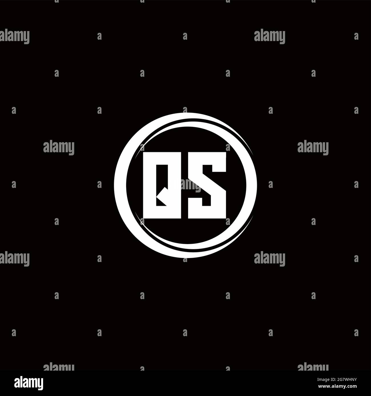 QS logo initial letter monogram with circle slice rounded design template isolated in black background Stock Vector