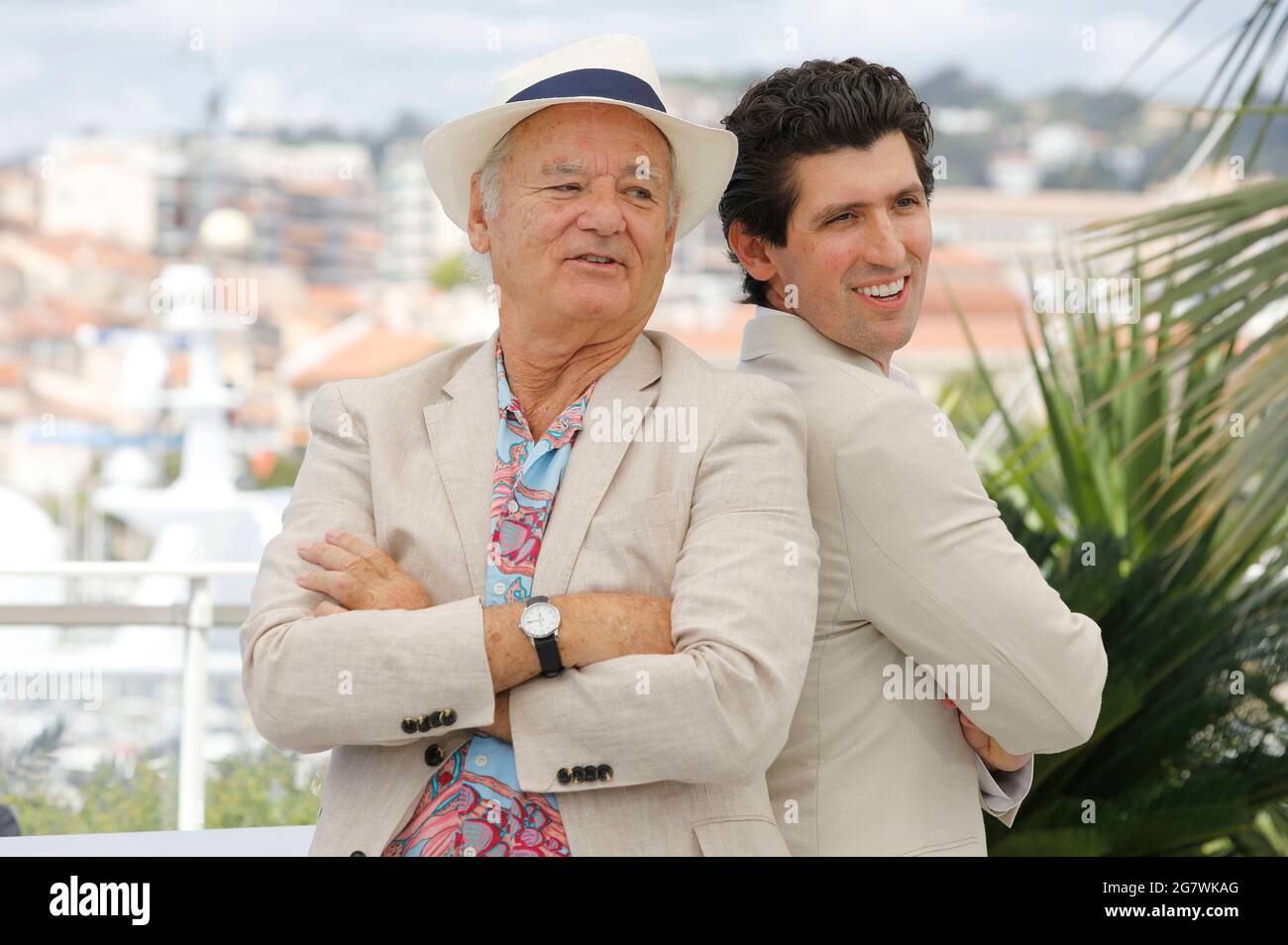 Cannes, France. 16th July, 2021. Bill Murray and Andrew Muscato attending the 'New Worlds: The Cradle Of Civilization' photocall during the 74th annual Cannes Film Festival on July 16, 2021 in Cannes, France. Credit: Geisler-Fotopress GmbH/Alamy Live News Stock Photo