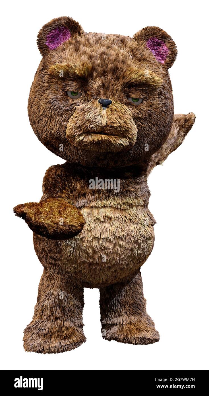 3D rendering of a teddy bear toy isolated on white background Stock ...