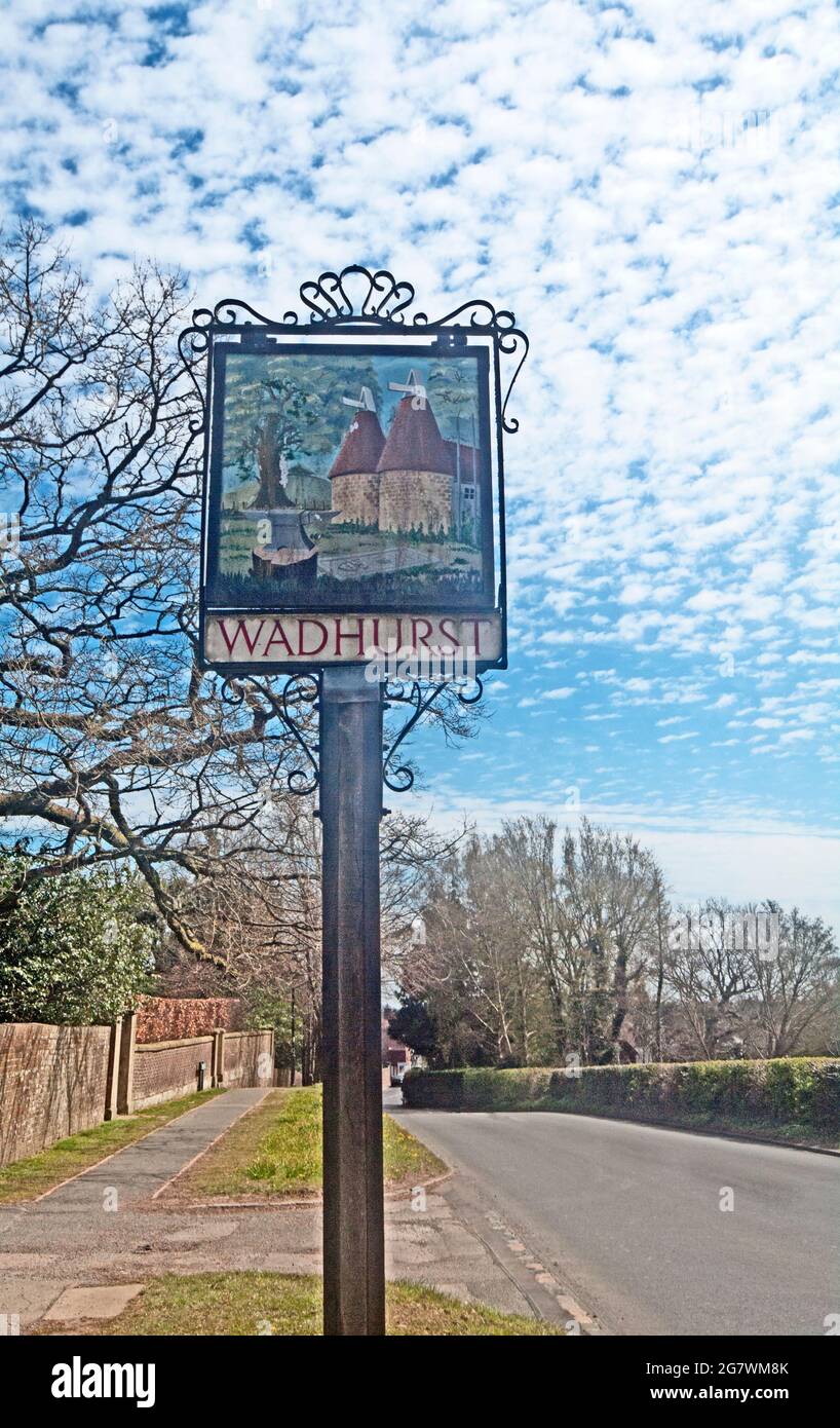 WADSHURST Village Sign Kent Stock Photo
