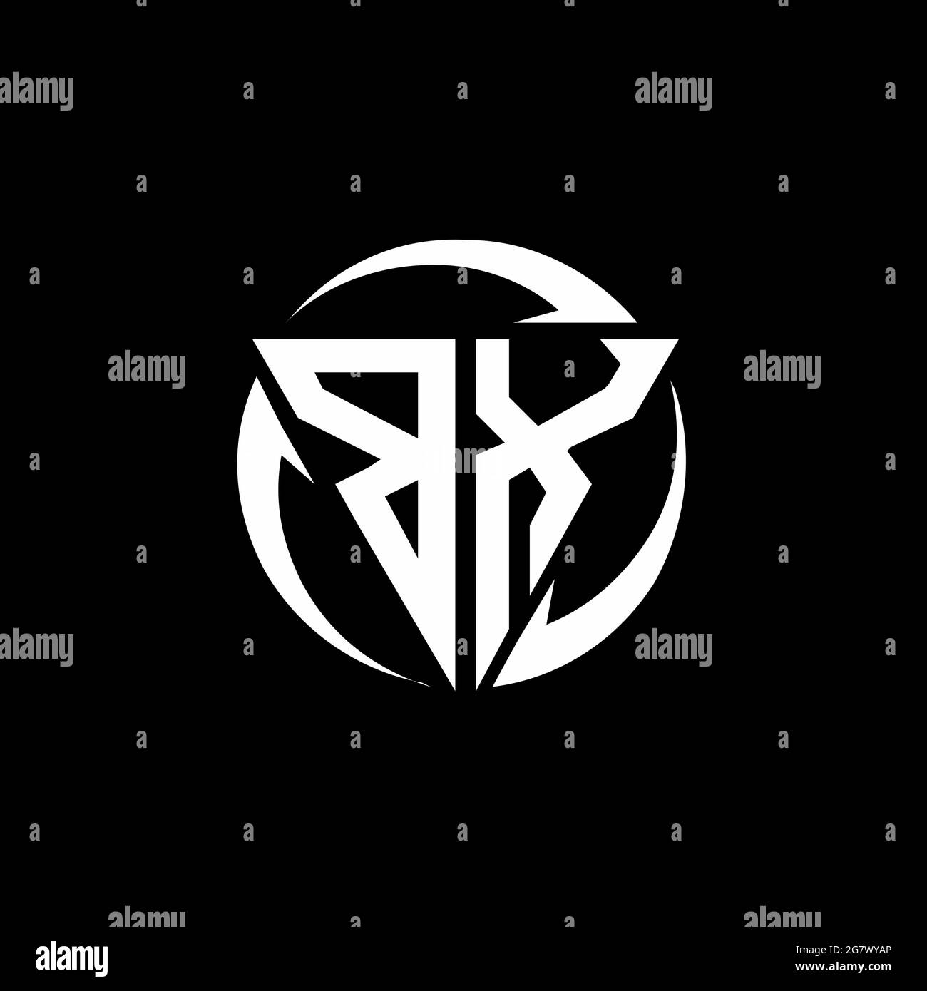 BX logo with triangle shape and circle rounded design template isolated on black background Stock Vector