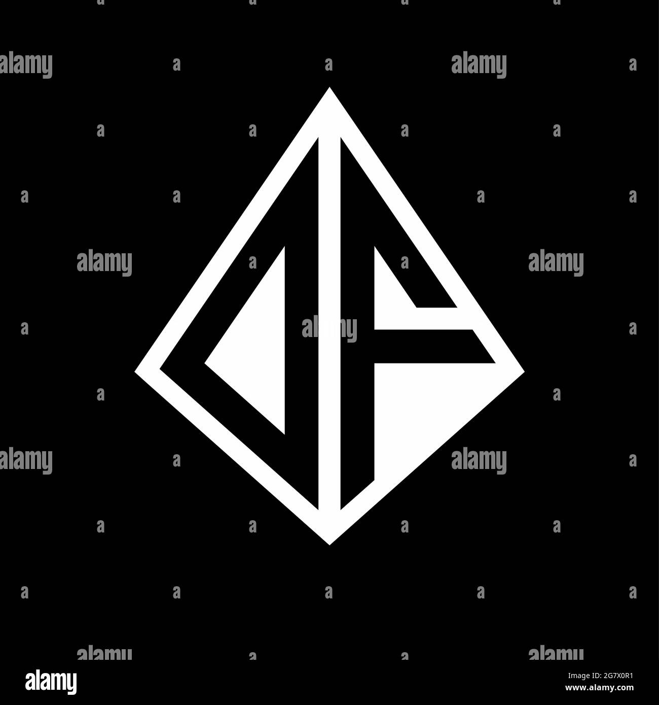 OF logo letters monogram with prisma shape design template vector icon modern Stock Vector