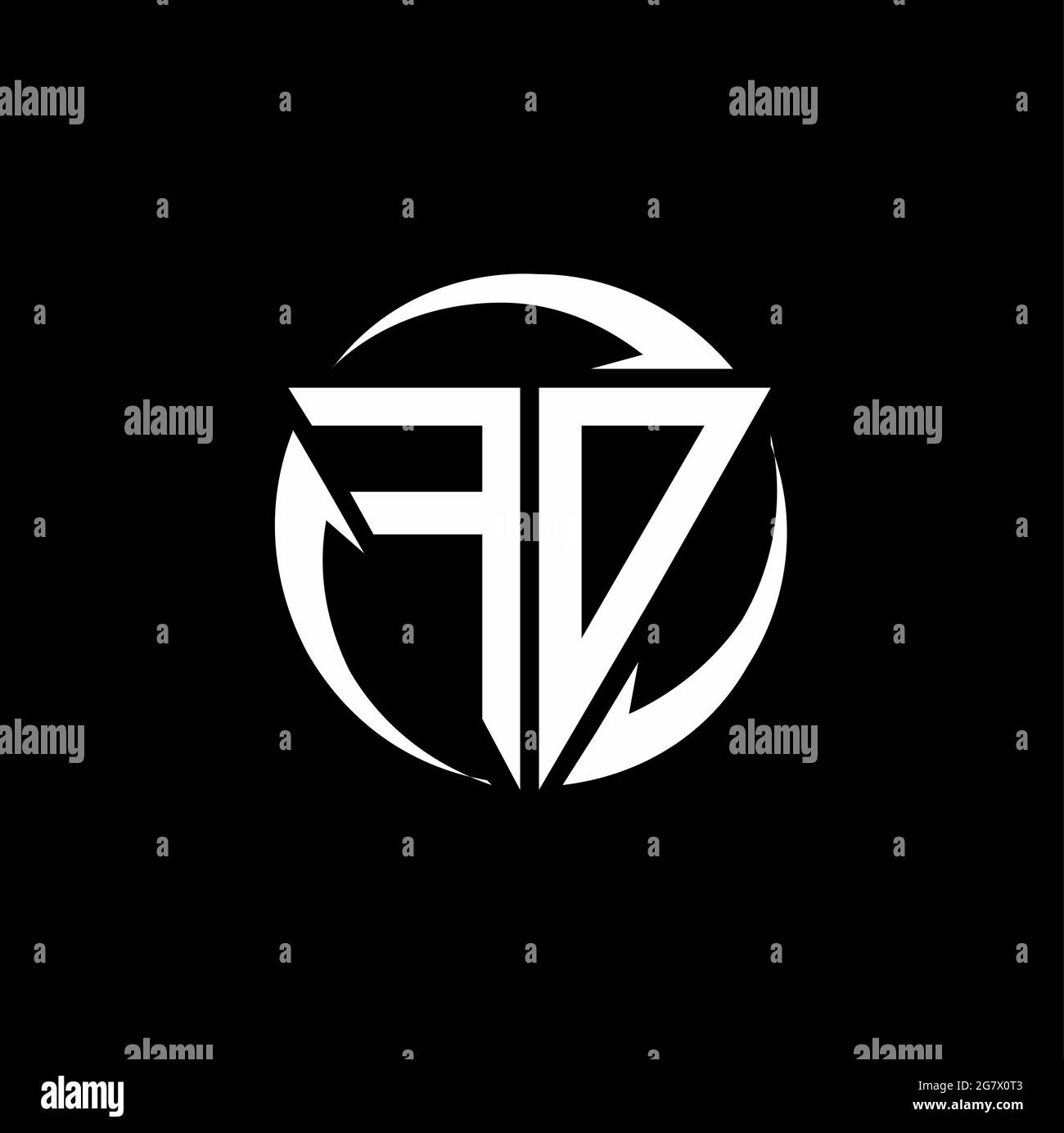 FO logo with triangle shape and circle rounded design template isolated on black background Stock Vector