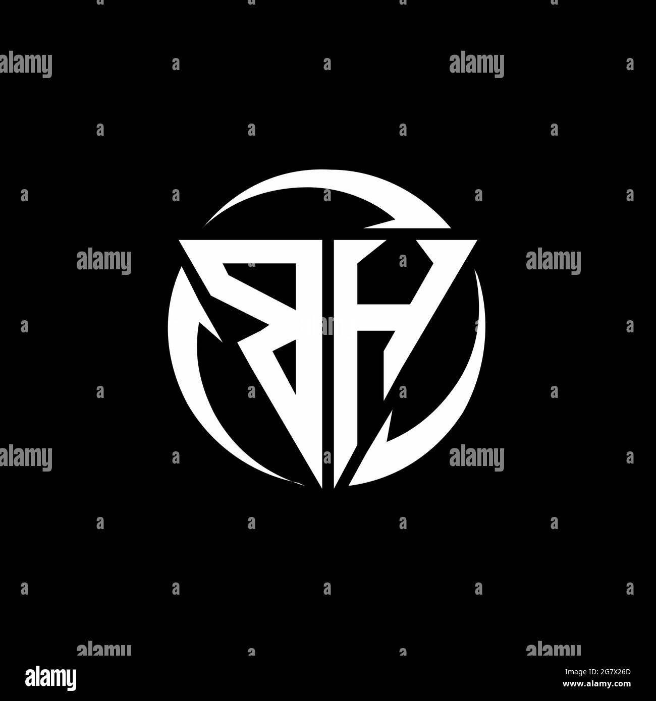 BH logo with triangle shape and circle rounded design template isolated on black background Stock Vector