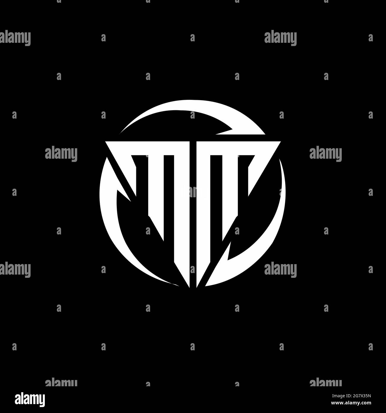 MM Logo With Triangle Shape And Circle Rounded Design Template Isolated