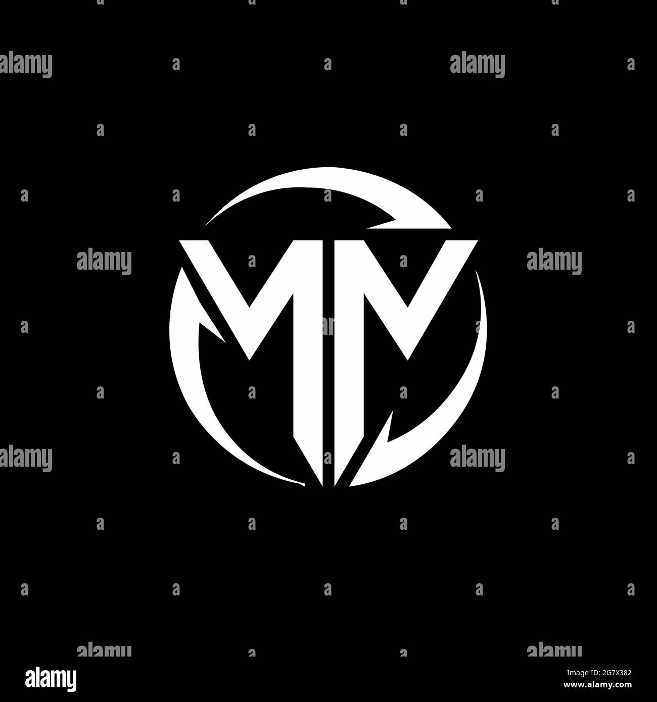 NN logo with triangle shape and circle rounded design template isolated on black background Stock Vector