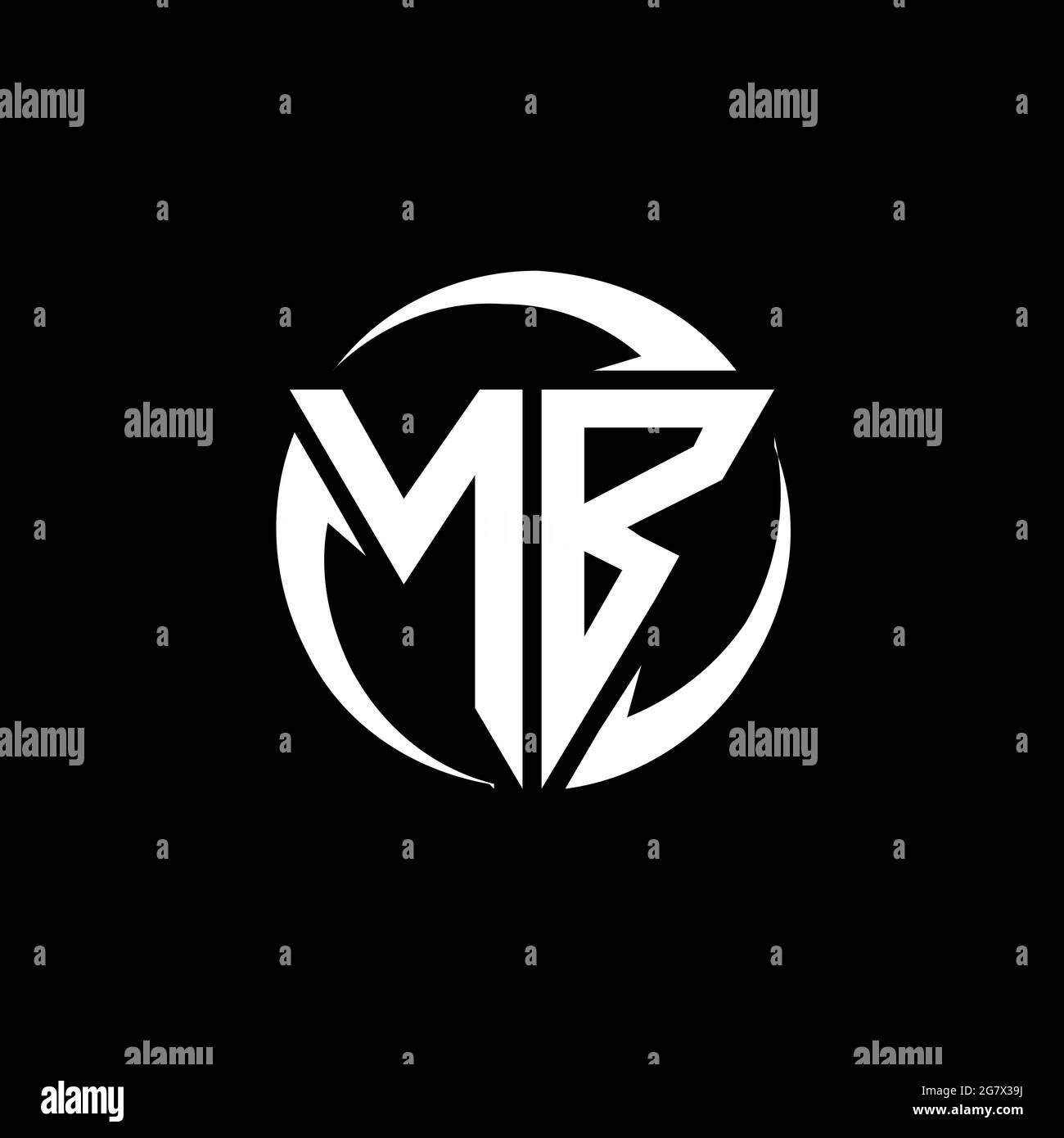NB logo with triangle shape and circle rounded design template isolated on black background Stock Vector