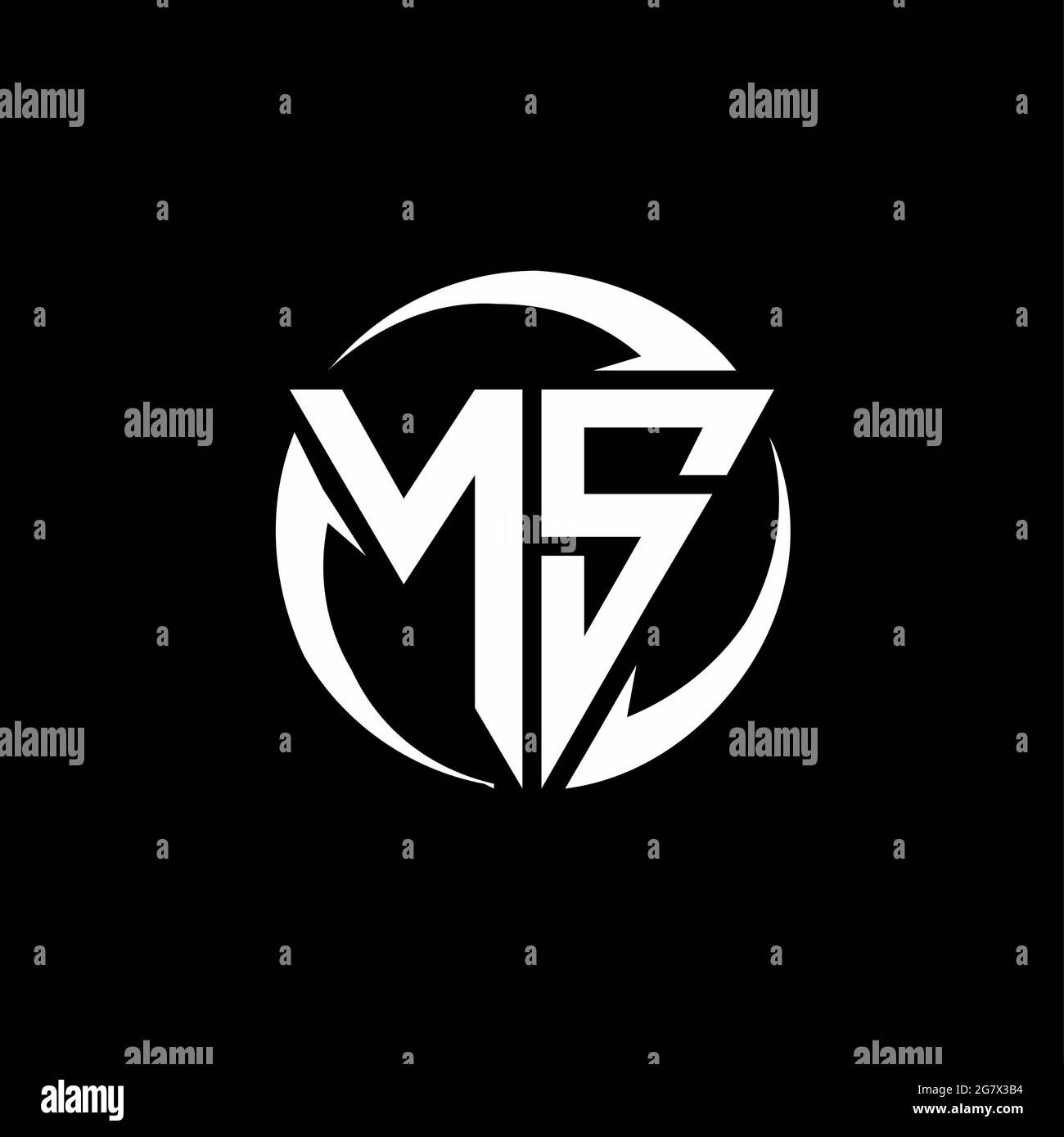 NS logo with triangle shape and circle rounded design template isolated on black background Stock Vector