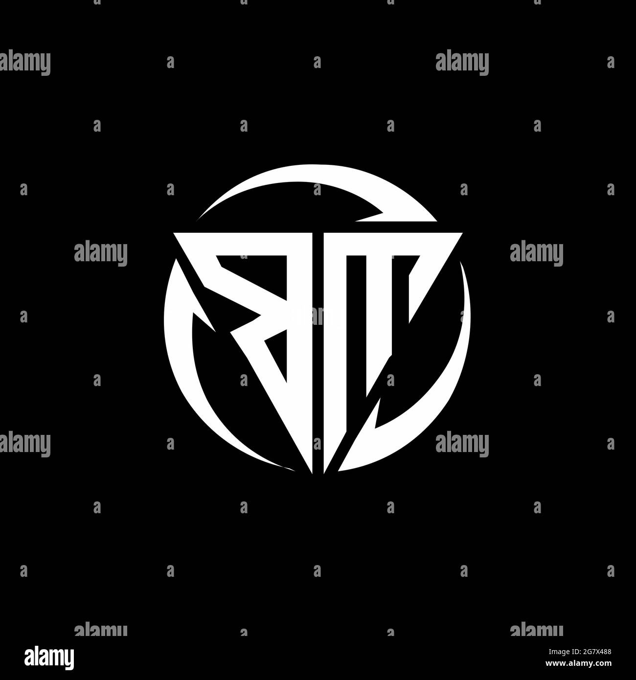 BM logo with triangle shape and circle rounded design template isolated on black background Stock Vector