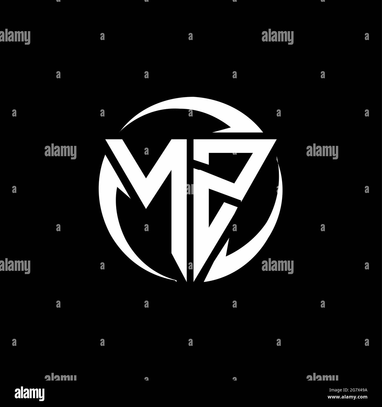 NZ logo with triangle shape and circle rounded design template isolated ...