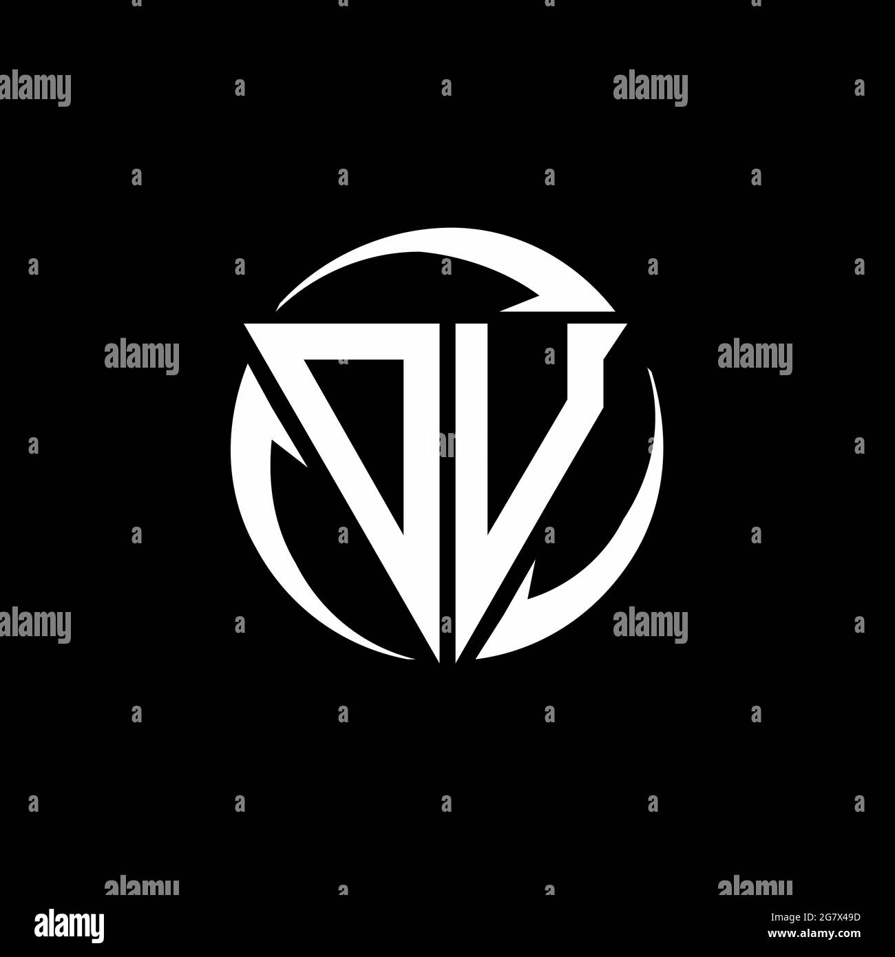 OU logo with triangle shape and circle rounded design template isolated on black background Stock Vector