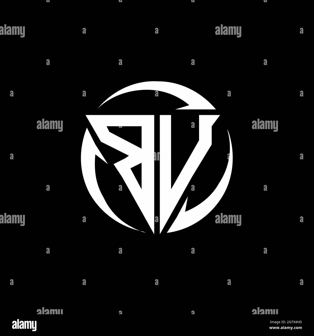 BU logo with triangle shape and circle rounded design template isolated ...