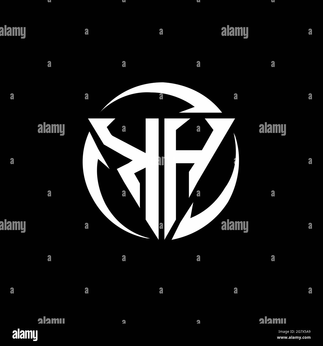 KH logo with triangle shape and circle rounded design template isolated ...