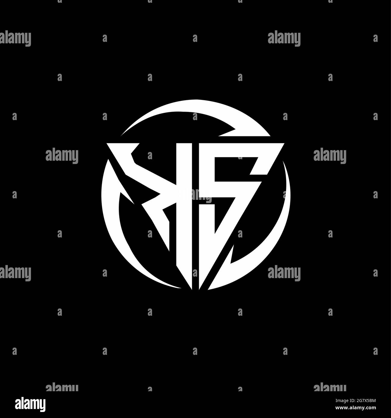 KS logo with triangle shape and circle rounded design template isolated on black background Stock Vector