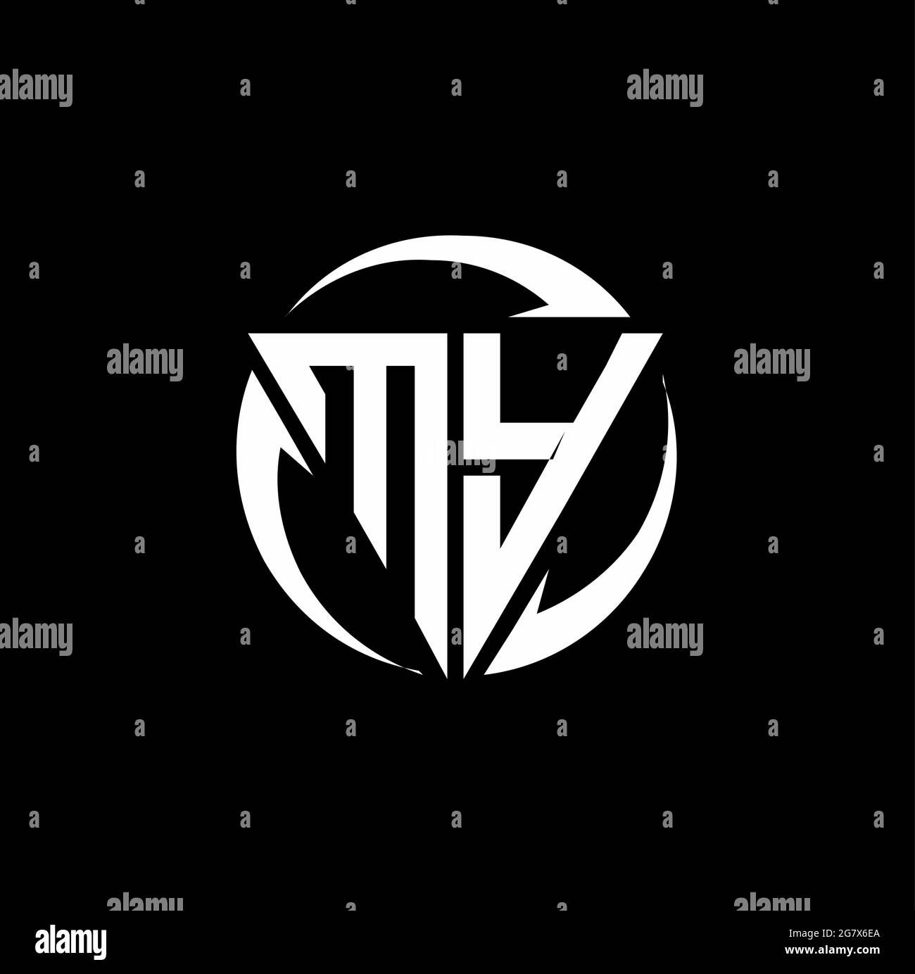 MY logo with triangle shape and circle rounded design template isolated on black background Stock Vector