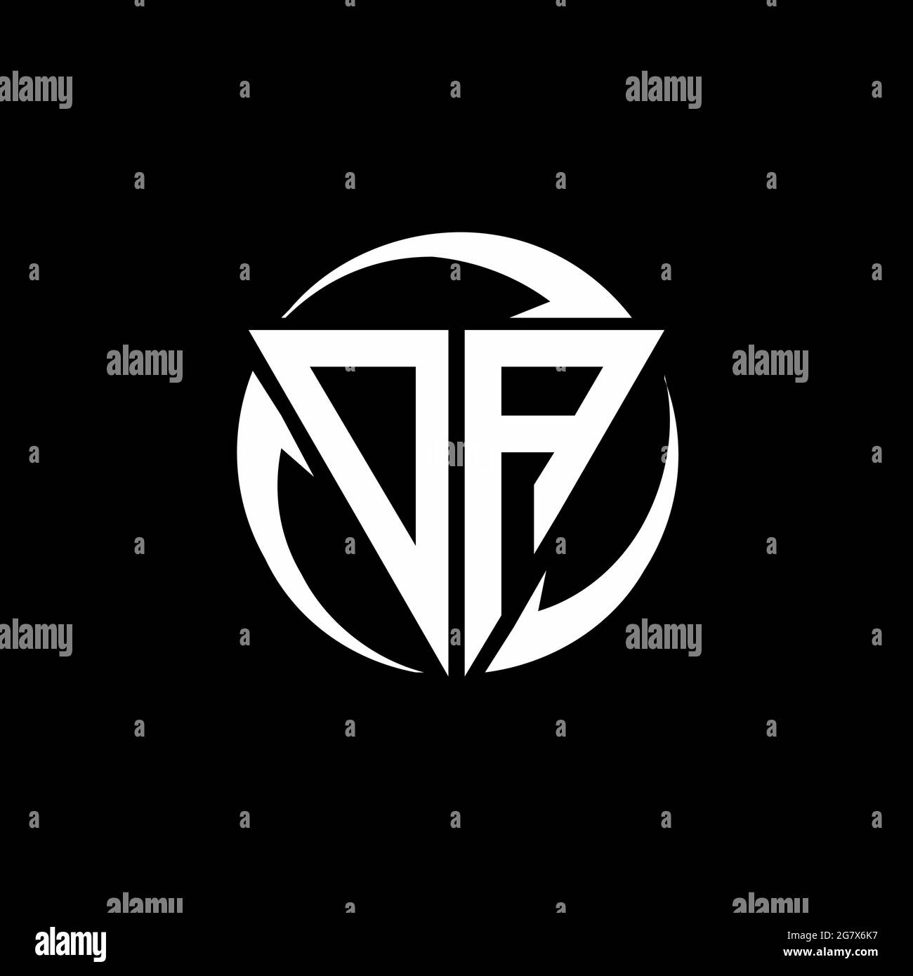 OA logo with triangle shape and circle rounded design template isolated on black background Stock Vector