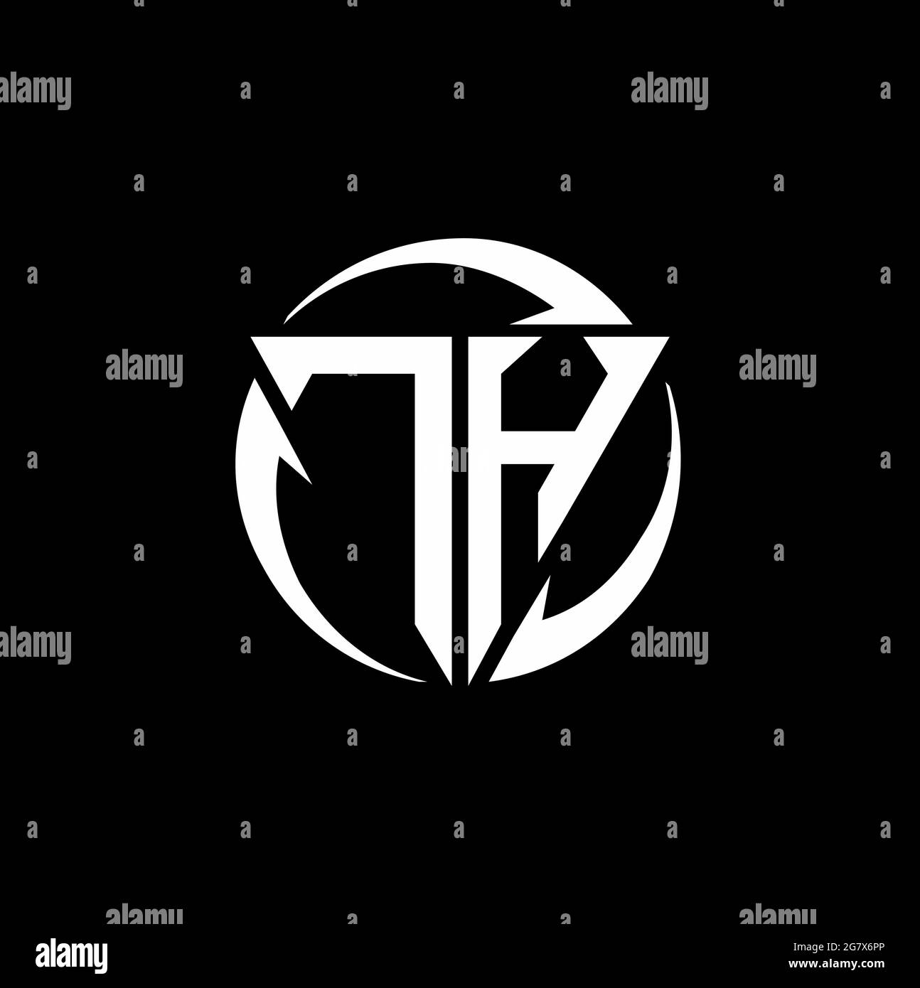 TH logo with triangle shape and circle rounded design template isolated