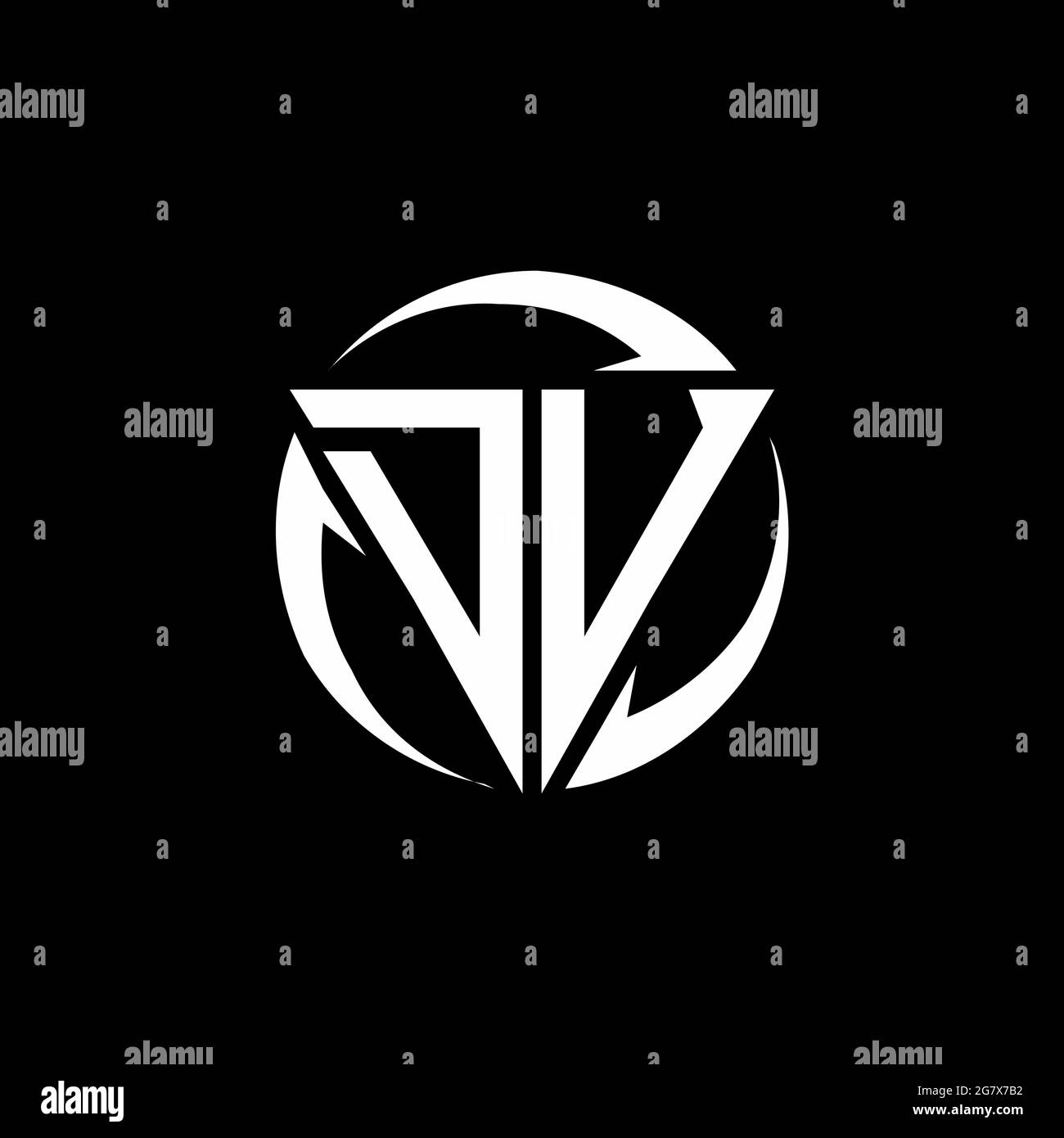 DV logo with triangle shape and circle rounded design template isolated on black background Stock Vector