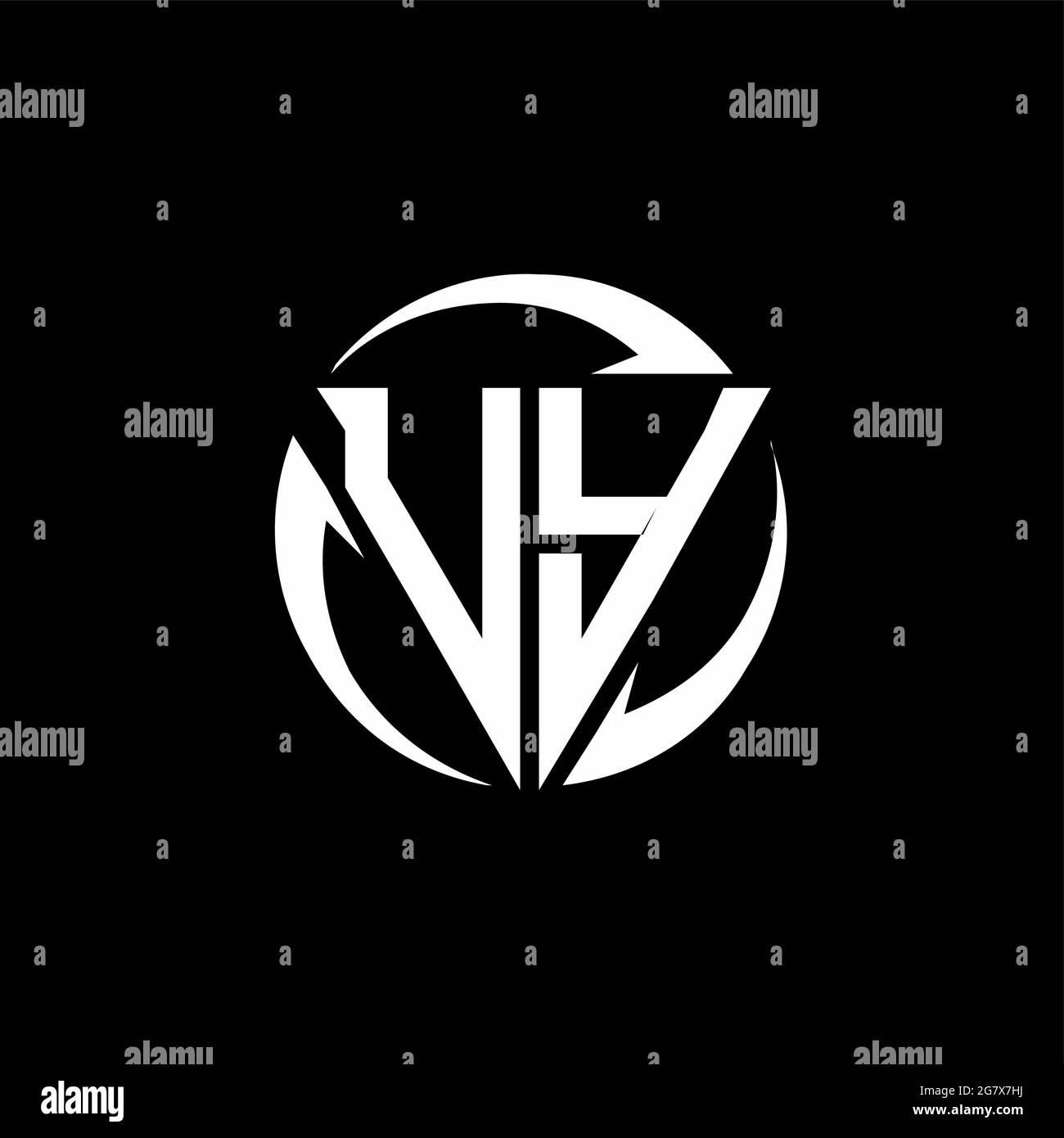 UY logo with triangle shape and circle rounded design template isolated on black background Stock Vector