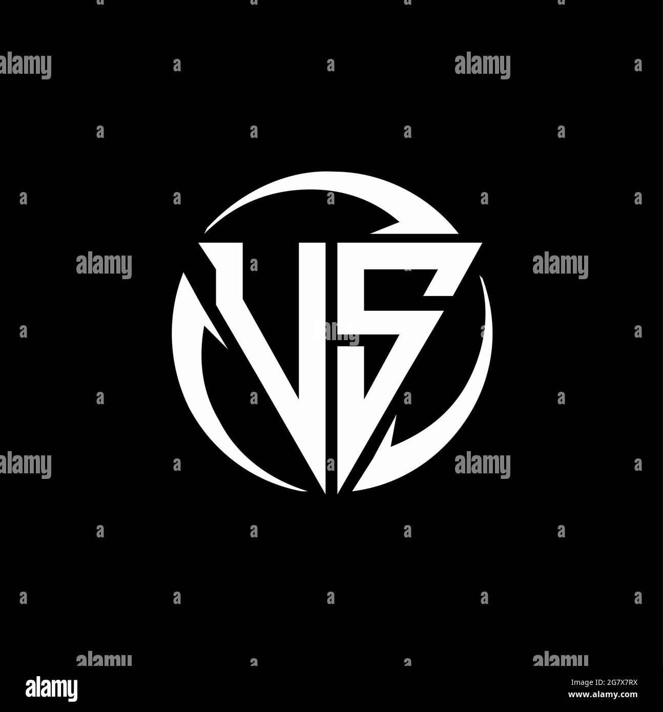 US logo with triangle shape and circle rounded design template isolated on black background Stock Vector
