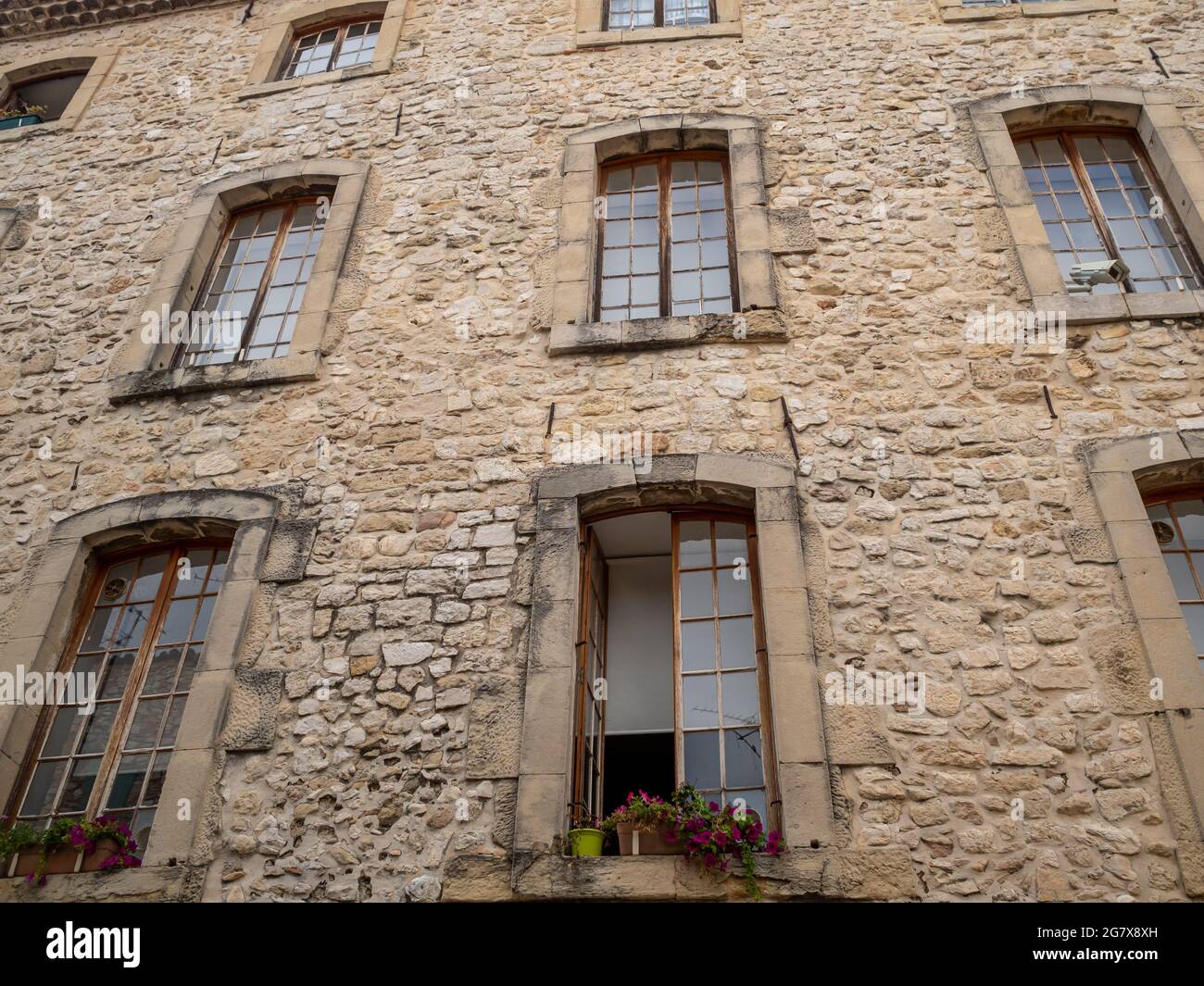 traditional stone house facade in small provencal village in the French
