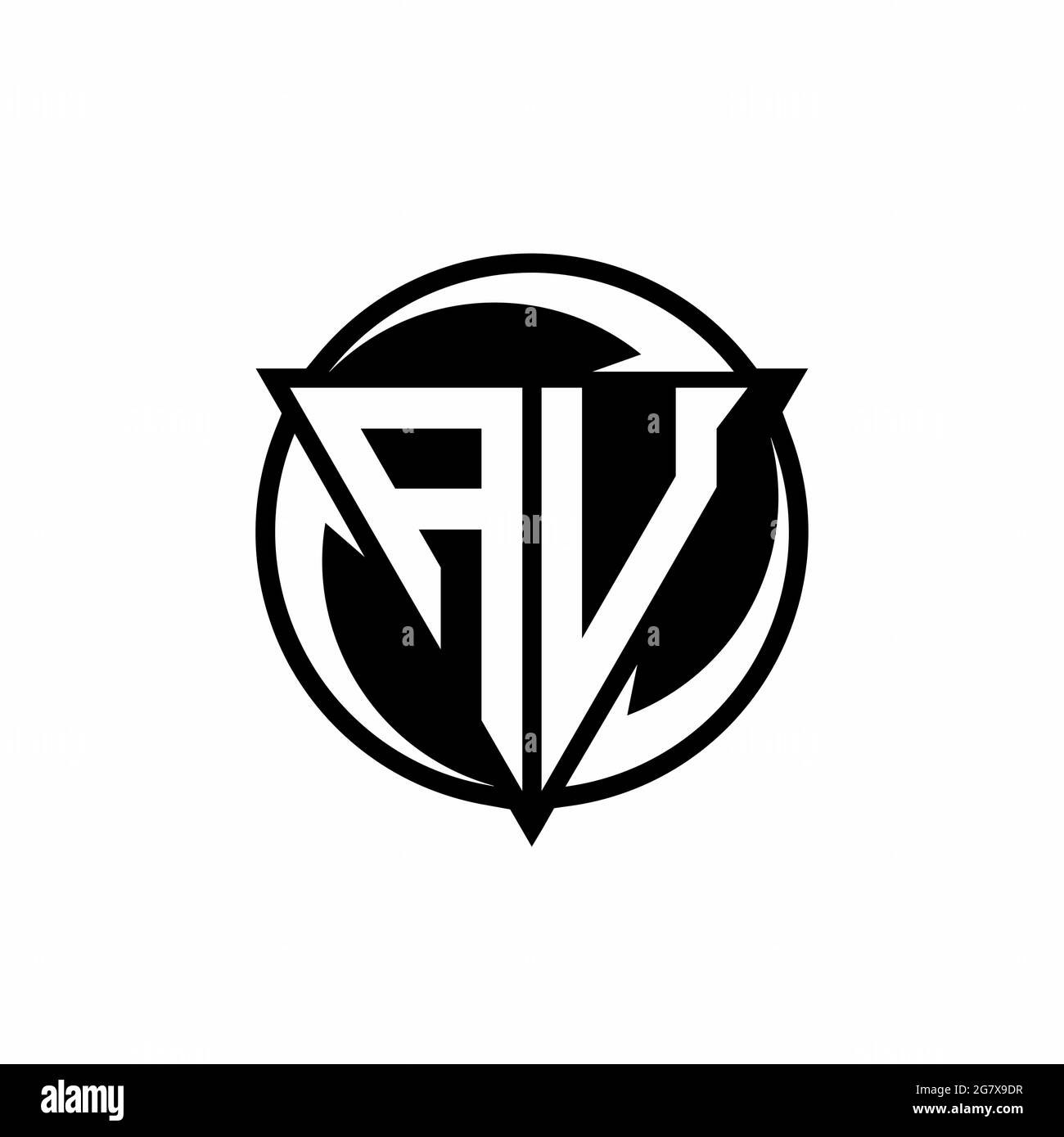 AU logo with triangle shape and circle rounded design template isolated on white background Stock Vector
