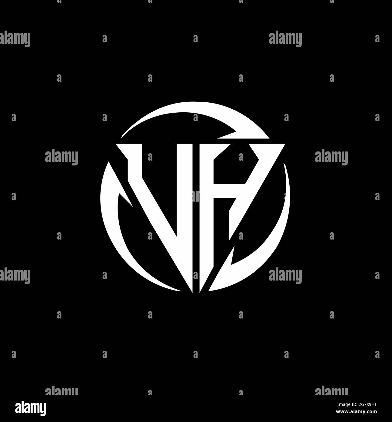 UH logo with triangle shape and circle rounded design template isolated on black background Stock Vector