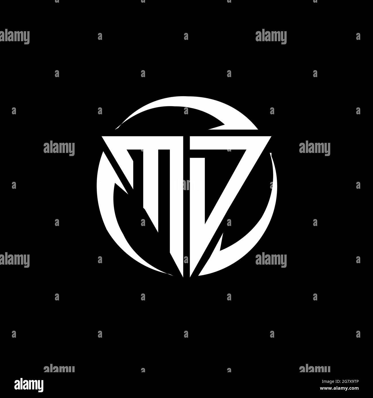 MD logo with triangle shape and circle rounded design template isolated on black background Stock Vector