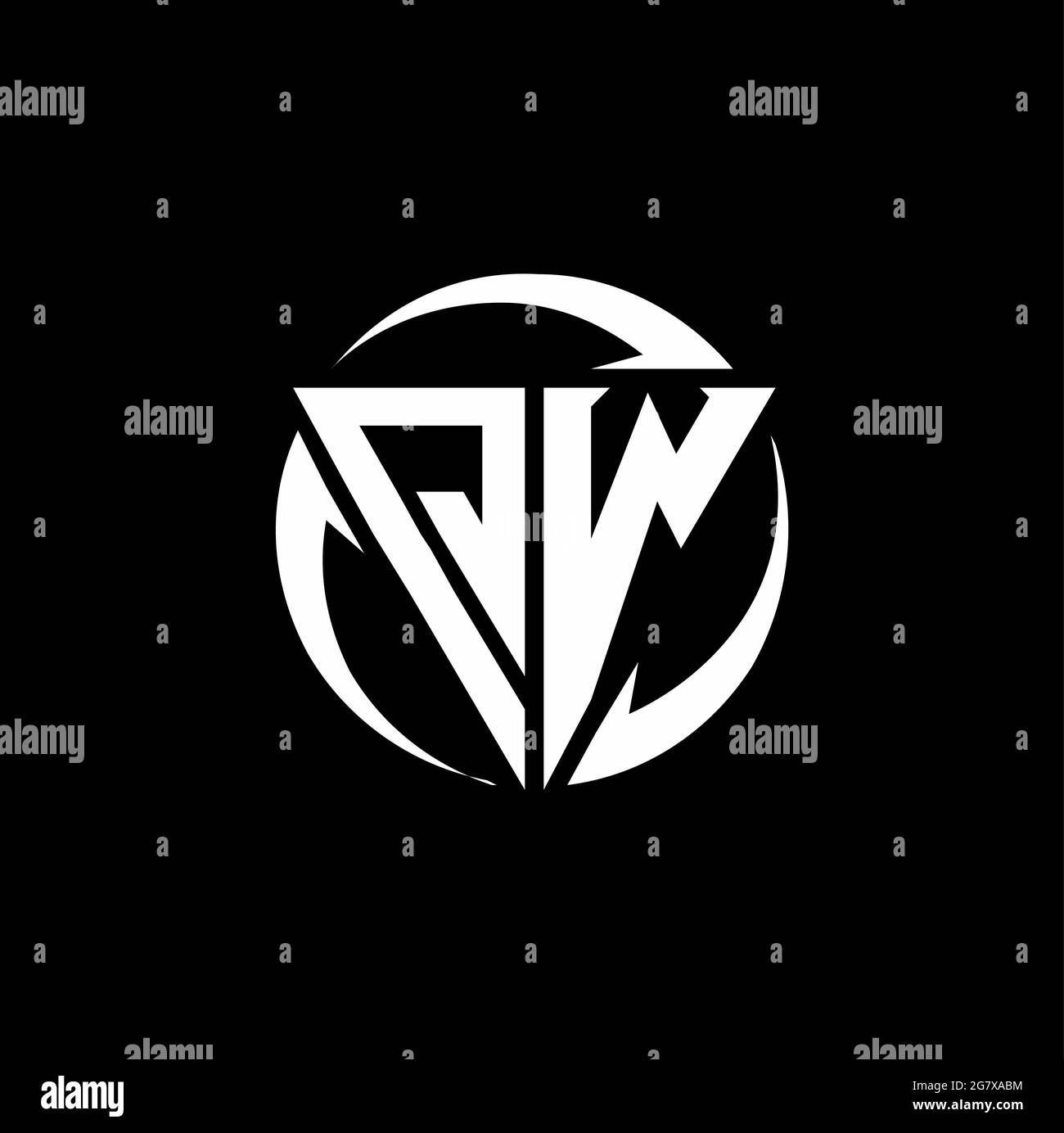 QW logo with triangle shape and circle rounded design template isolated