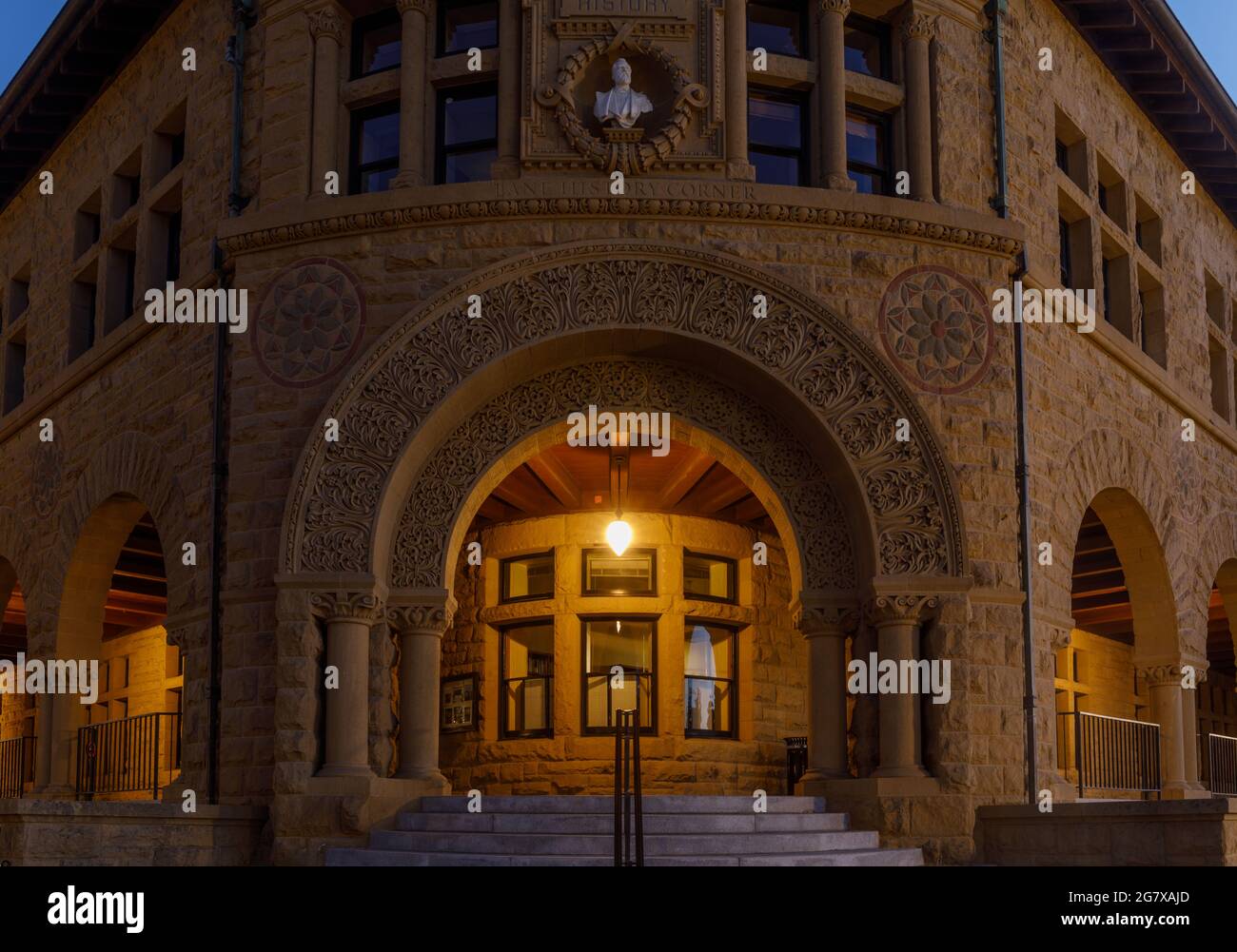 The façade of Lane History Corner at Stanford University, Palo Alto, California Stock Photo