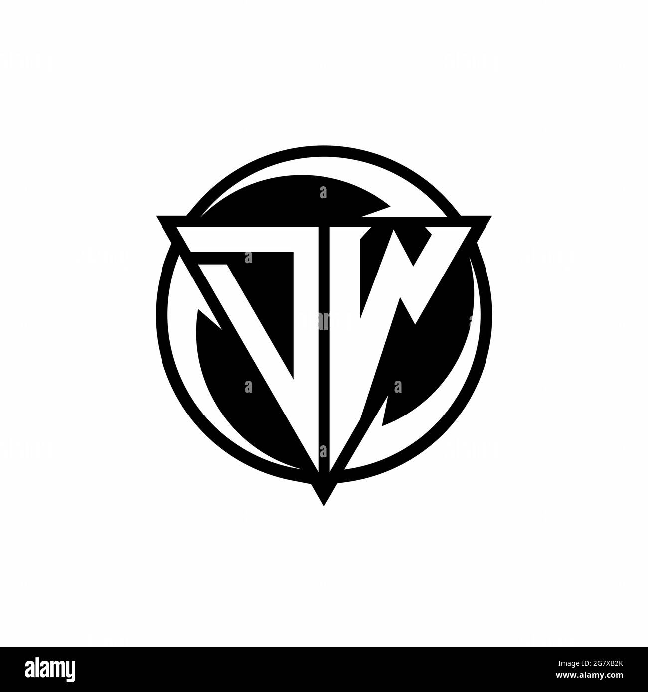 DW logo with triangle shape and circle rounded design template isolated on white background Stock Vector