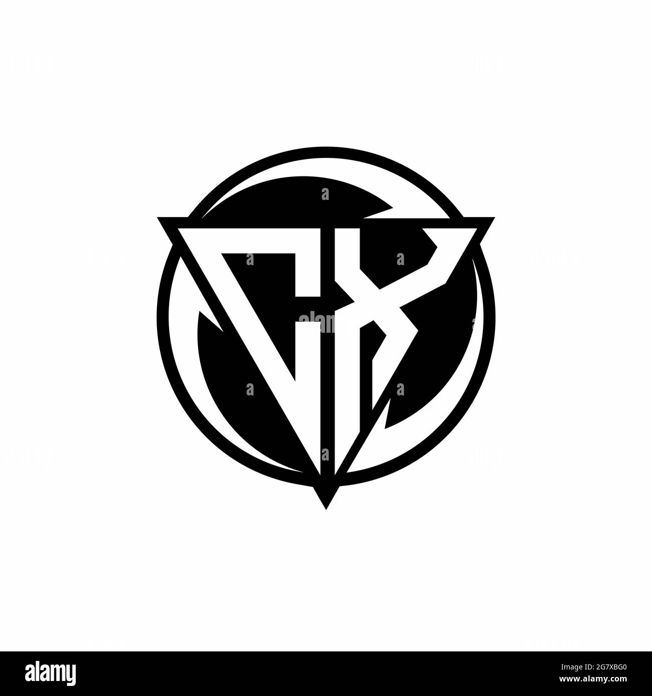 CX logo with triangle shape and circle rounded design template isolated on white background Stock Vector