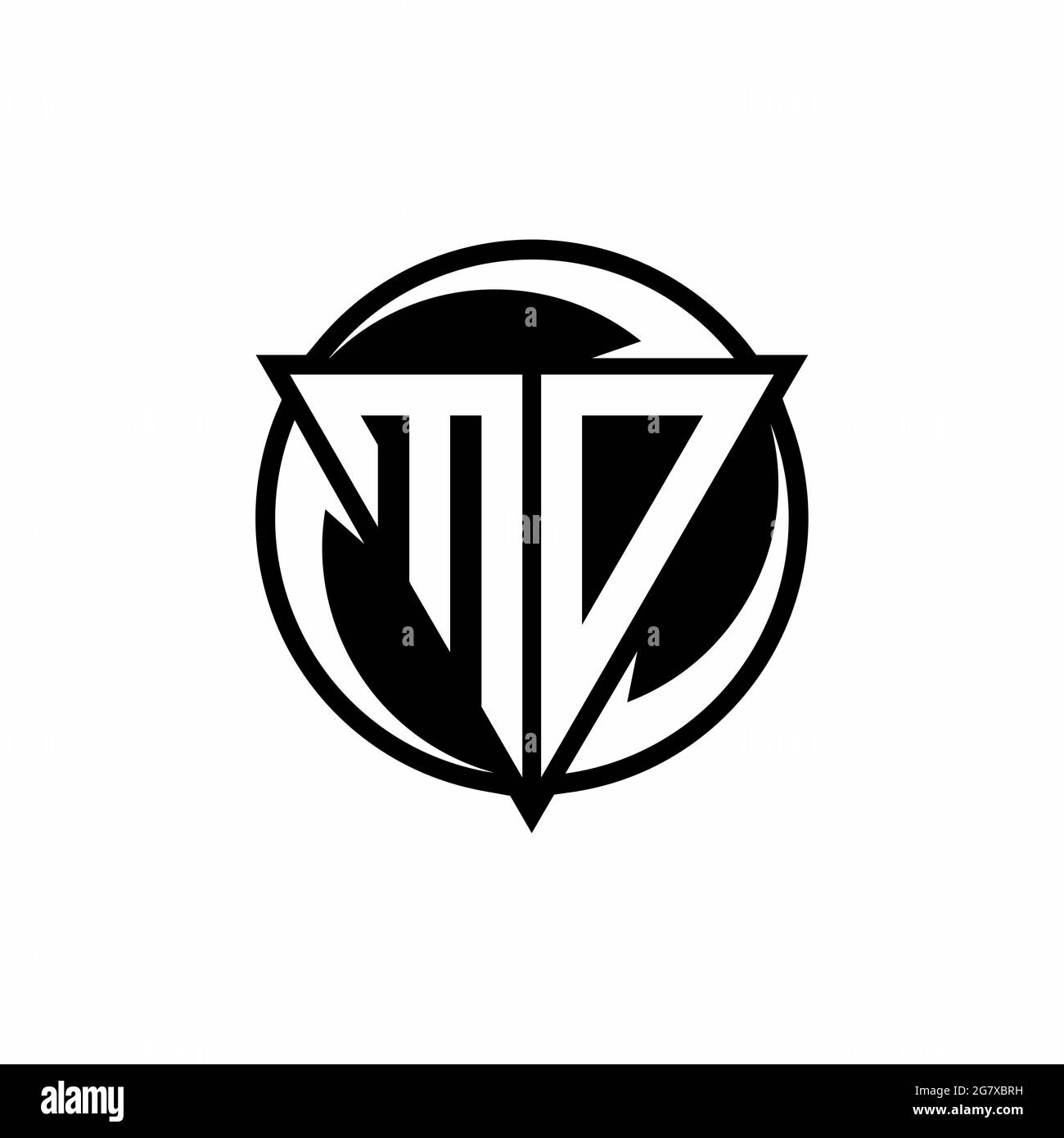 MO logo with triangle shape and circle rounded design template isolated on white background Stock Vector